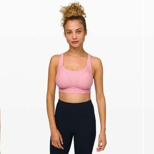 [34D] Lululemon Run Times Sports Bra B-E Cup Pink Mauve Adjustable Cross Back